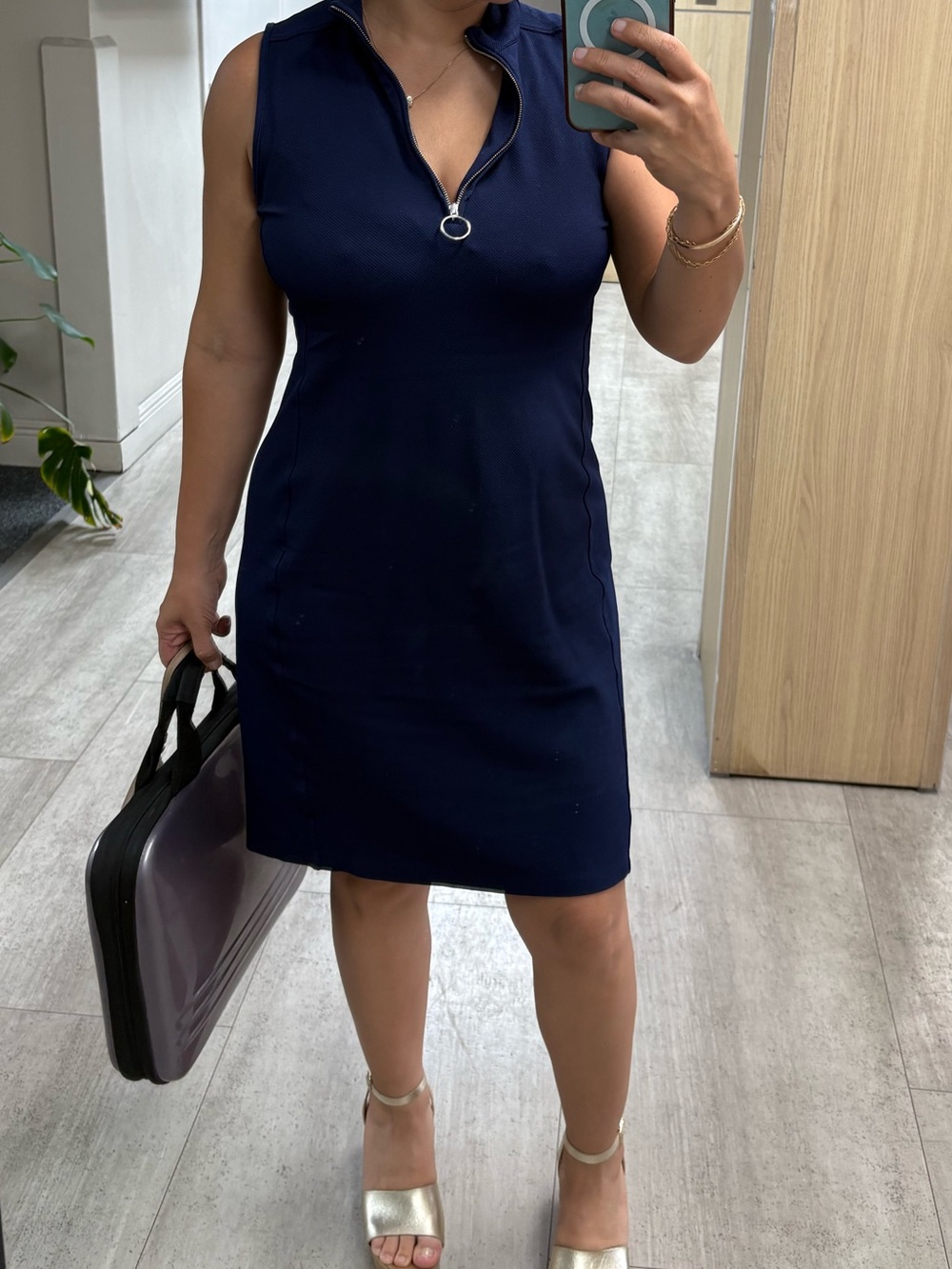 Lauren Ralph Lauren Navy Sleeveless Zip-Front Mini Dress
